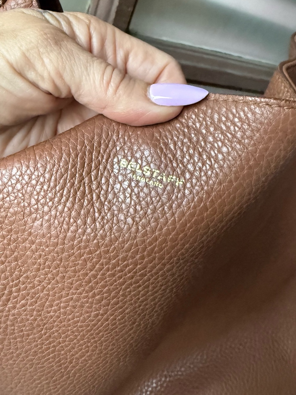 Belstaff Cognac Pebble Leather Shoulder Hobo with Gold Hardware - Picture 3 of 9